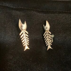 Sterling Silver Fishbone Earrings